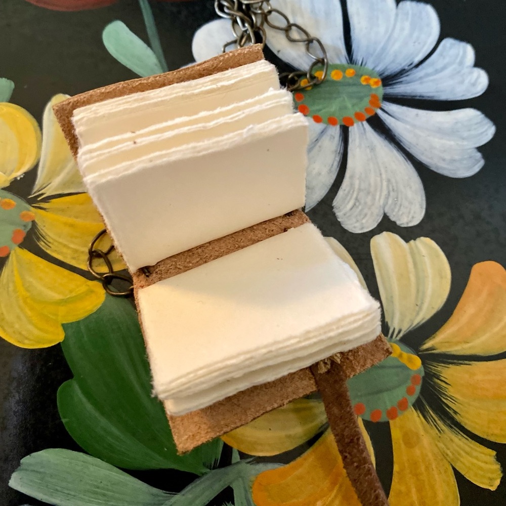 Laura Carey Books - Custom Tiny Leather Book Pendant/Necklace - NWOT - Picture 6 of 15